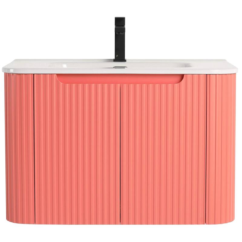 Caskvalley Modern Bathroom Vanity with Straight Fluted Design - Sink Included