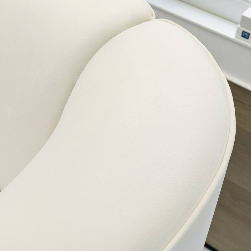 87" Curved Contemporary Velvet Sofa in Off-White, Plush 3-Seat Design with Ergonomic Comfort and Durable Frame