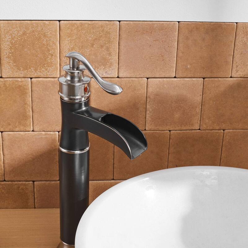 Waterfall Bathroom Vessel Faucet With Drain Assembly Single Handle Bathroon Vessel Sink Faucets One Hole Basin Vanity High Taps