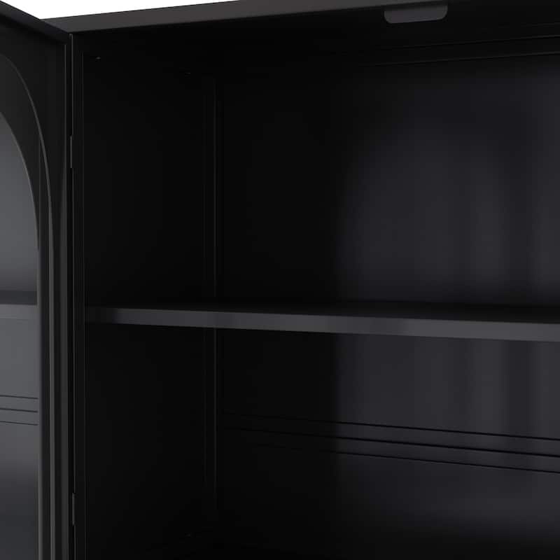 Wall mounted four door glass storage cabinet for bathroom
