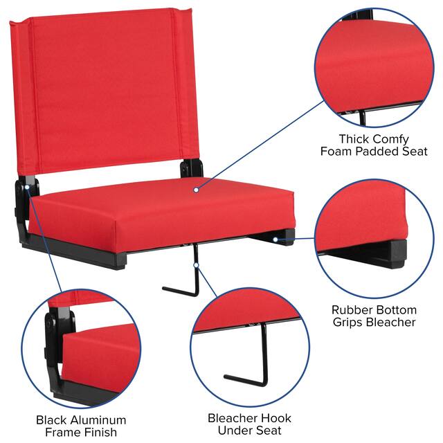 2 Pack 500 lb. Rated Lightweight Stadium Chair-Handle-Padded Seat
