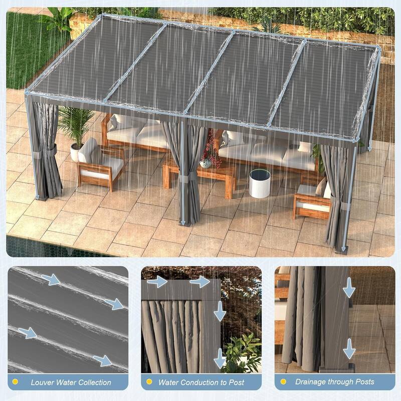 Louvered Pergola 10 x 12ft Outdoor Aluminum Pergola with Adjustable Roof for Gardens