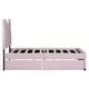 preview thumbnail 33 of 44, Twin/Full Size Upholstered Platform Bed with Cartoon Ears Shaped Headboard and 2 Drawers