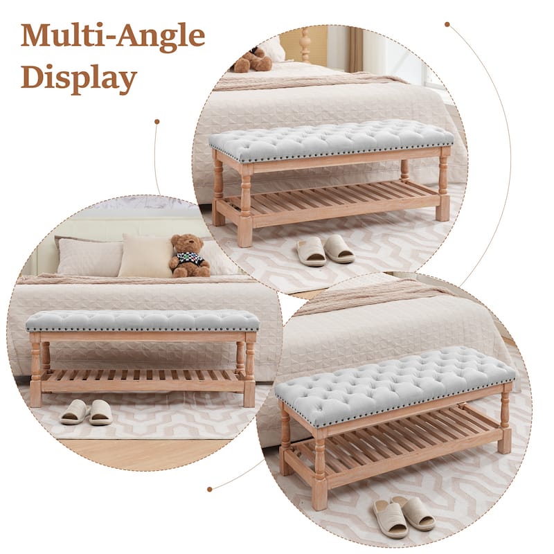 Upholstered Wood Bed Bench/Ottoman