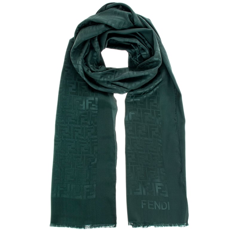 Fendi FF Scarf in Silk - Emerald Green