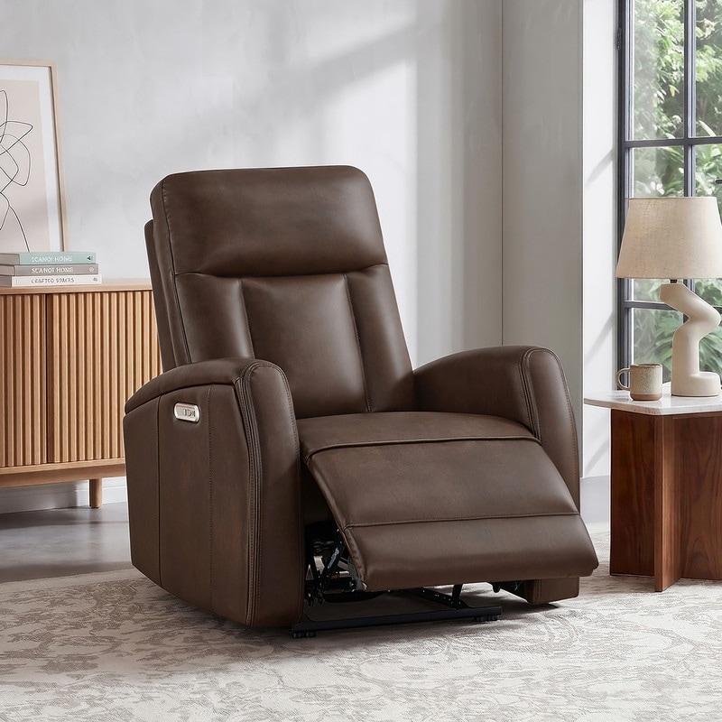 Spruce & Spring Faux Leather Wall Hugger Power Recliner with High-Back Support