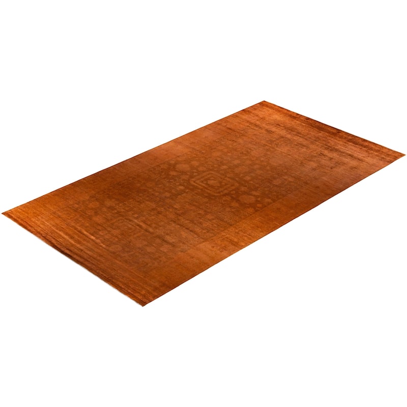 Overton Hand Knotted Wool Vintage Inspired Modern Contemporary Overdyed Orange Area Rug - 9' 1" x 16' 9"