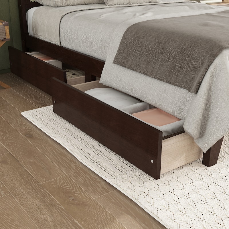 Bed with Rattan Headboard