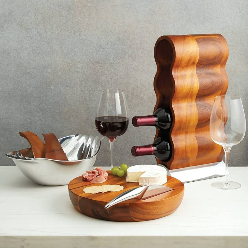 Nambe Harmony Cheese Board with Knife - 15.5" x 13" x 2.5"