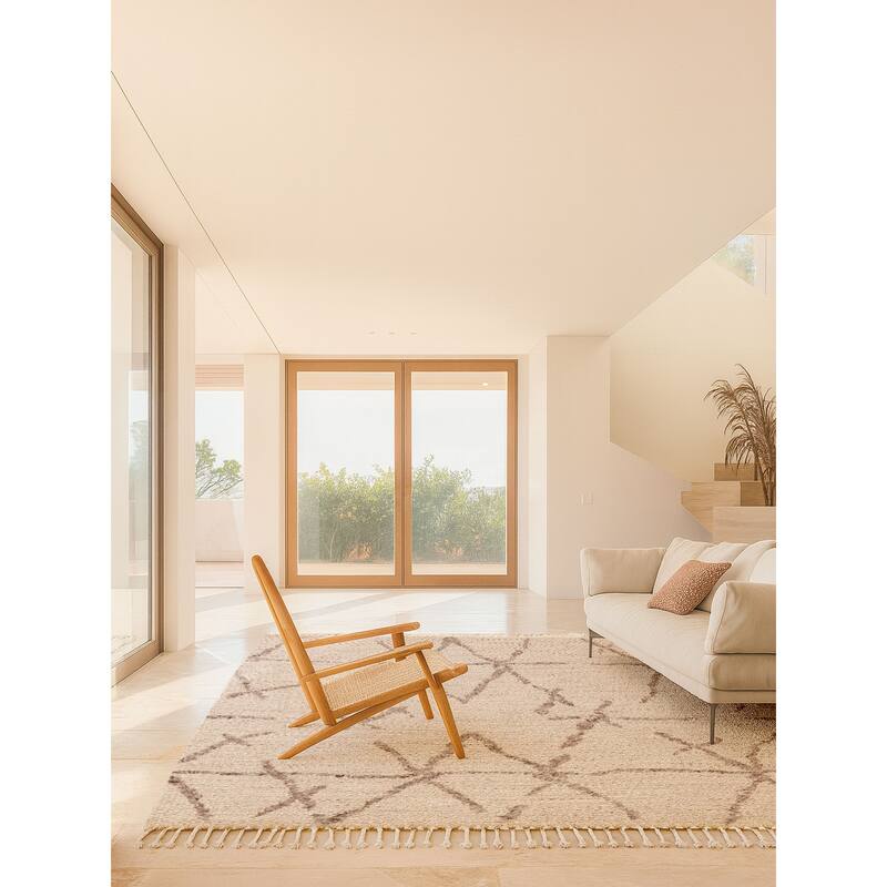 ECARPETGALLERY Hand-knotted Looma Light Grey Wool Rug - 8'0 x 10'3