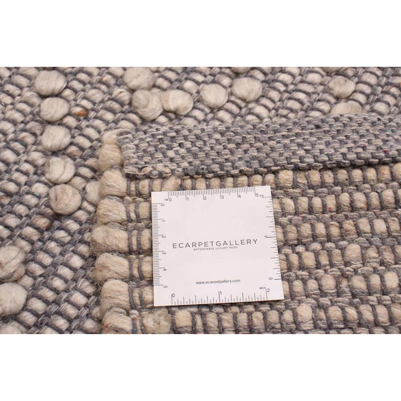 ECARPETGALLERY Braid weave Sienna Grey Wool Rug - 6'1 x 8'10