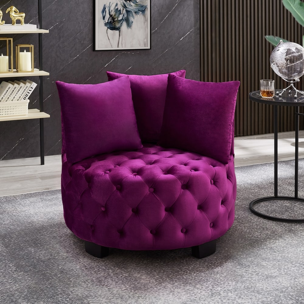 GDFStudio - Contemporary Upholstered Tufted Leisure Accent Chair with Foam Padding - Velvet