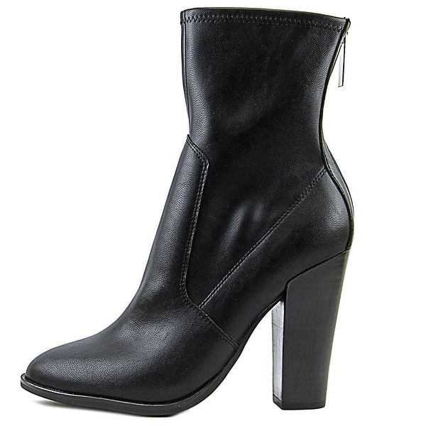 Round Toe Synthetic Black Ankle Boot 