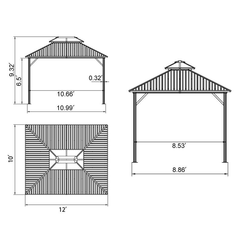 VEIKOUS Outdoor Aluminum Double Hardtop Gazebo Pergolas for Patio Lawn and Garden