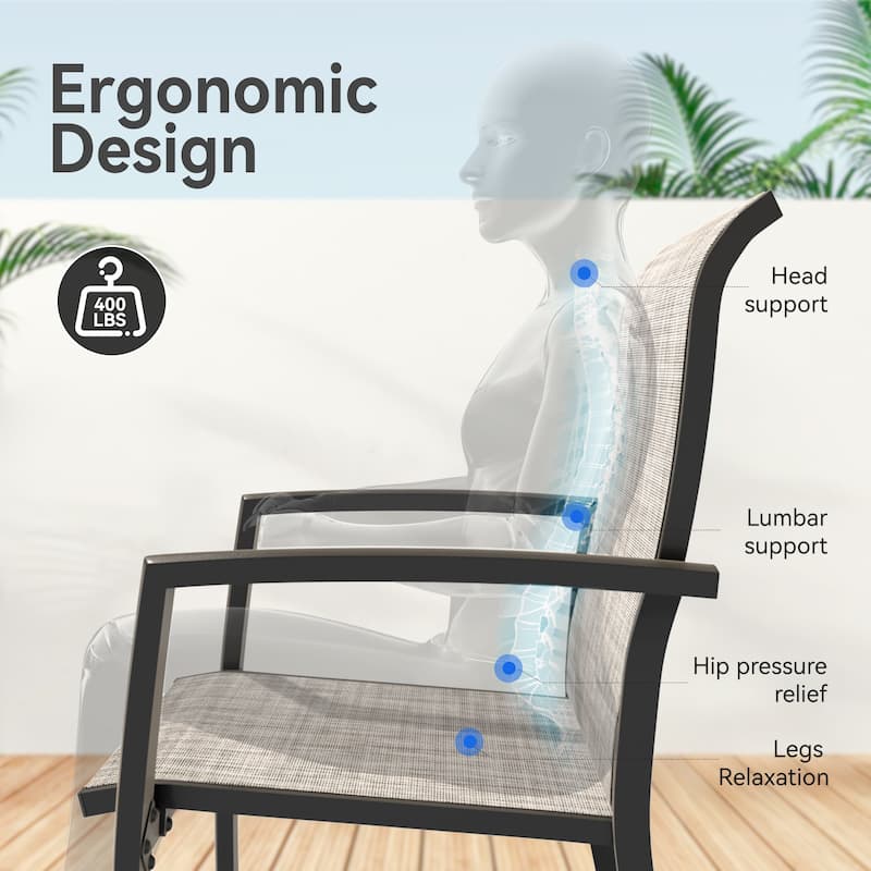 Garden Patio Chairs Set of 2, All Weather Metal Outdoor Dining Chairs, Garden, Poolsides