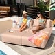 preview thumbnail 1 of 6, Jaxx Vada Outdoor Sun Lounger Loveseat Luxurious Modular Double Chaise and Conversation Nook - 72" W x 79.5" D x 25.5" H Petal