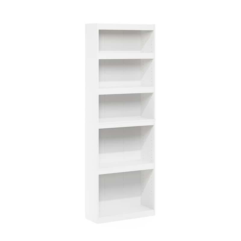 71.1 in. Tall White Wood 5-Shelf Bookcase