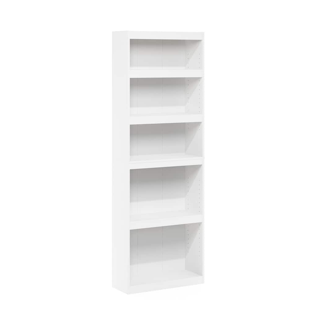 71.1 in. Tall White Wood 5-Shelf Bookcase