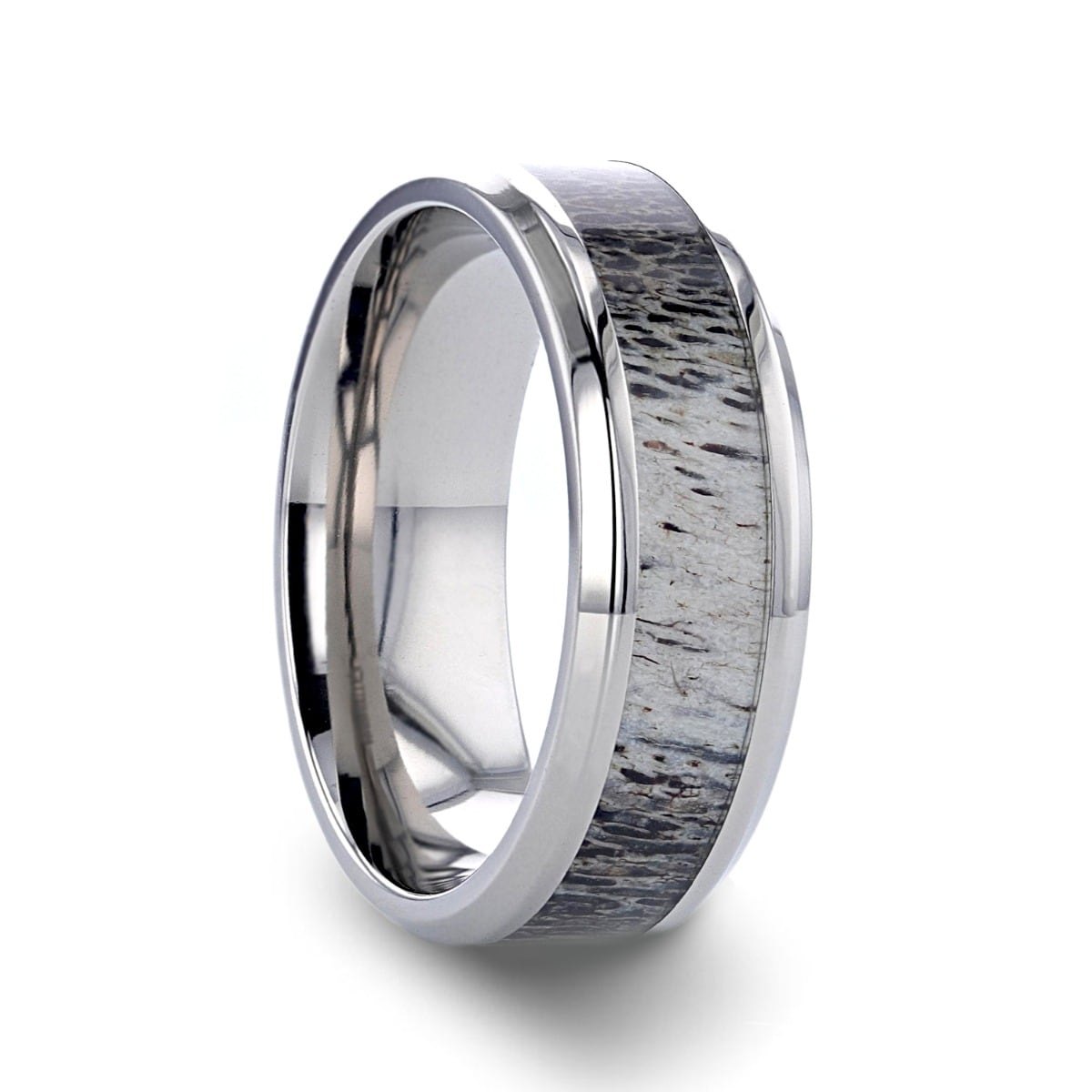 Thorsten Caribou | Titanium Rings for Men | Polished Beveled Titanium Men's  Wedding Band with Ombre Deer Antler Inlay - 8 mm - On Sale - Overstock -  28987102