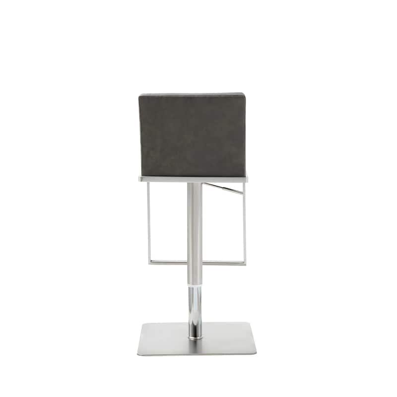 Small Contemporary Faux Leather Bar Stool with Upholstery Adjustable and Footrest Support - 18"L X 16.5"W X 31-41"H