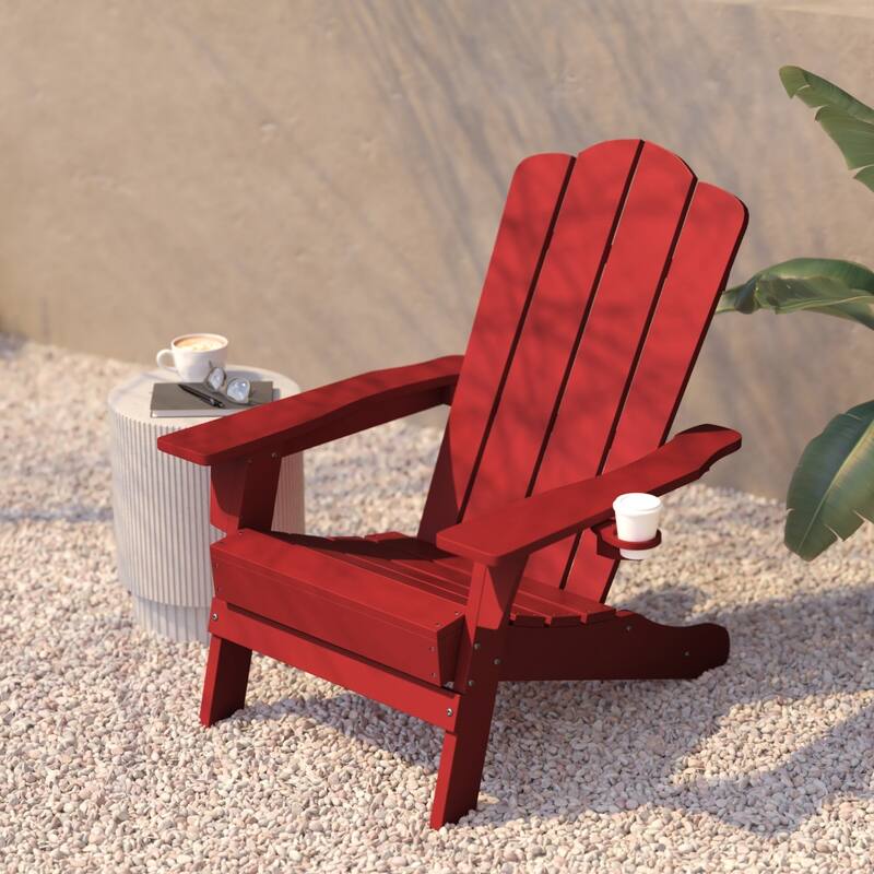 Commercial Grade All-Weather Adirondack Chair with Swiveling Cupholder