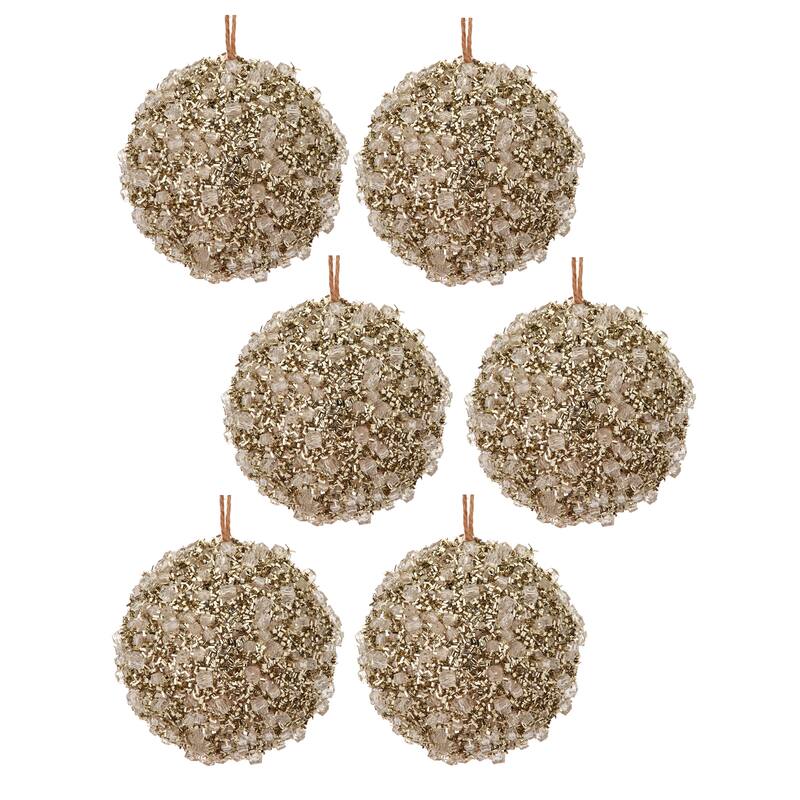 4" Diamond Ice Ball Ornaments Set of 6