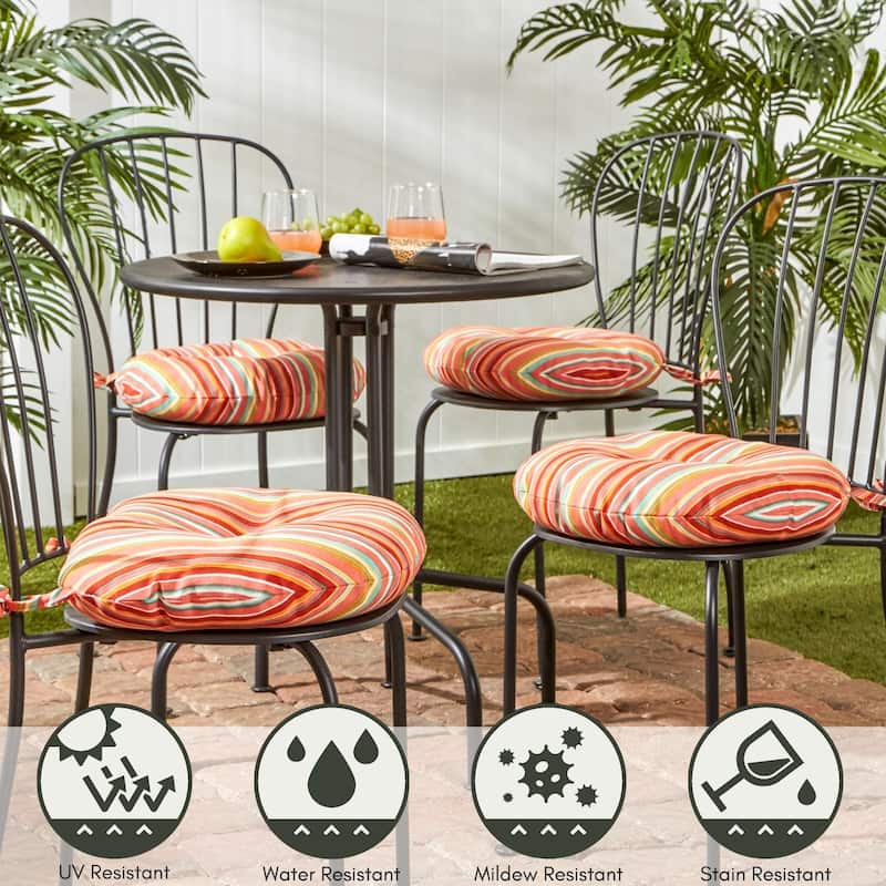 Coastal Stripe Outdoor 15-inch Bistro Chair Cushions (Set of 2)
