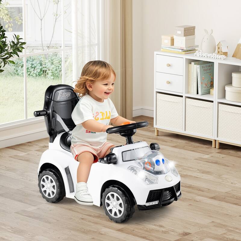 Gymax 3-in-1 Sliding Walker w/ Adjustable Canopy Horn Music & Light