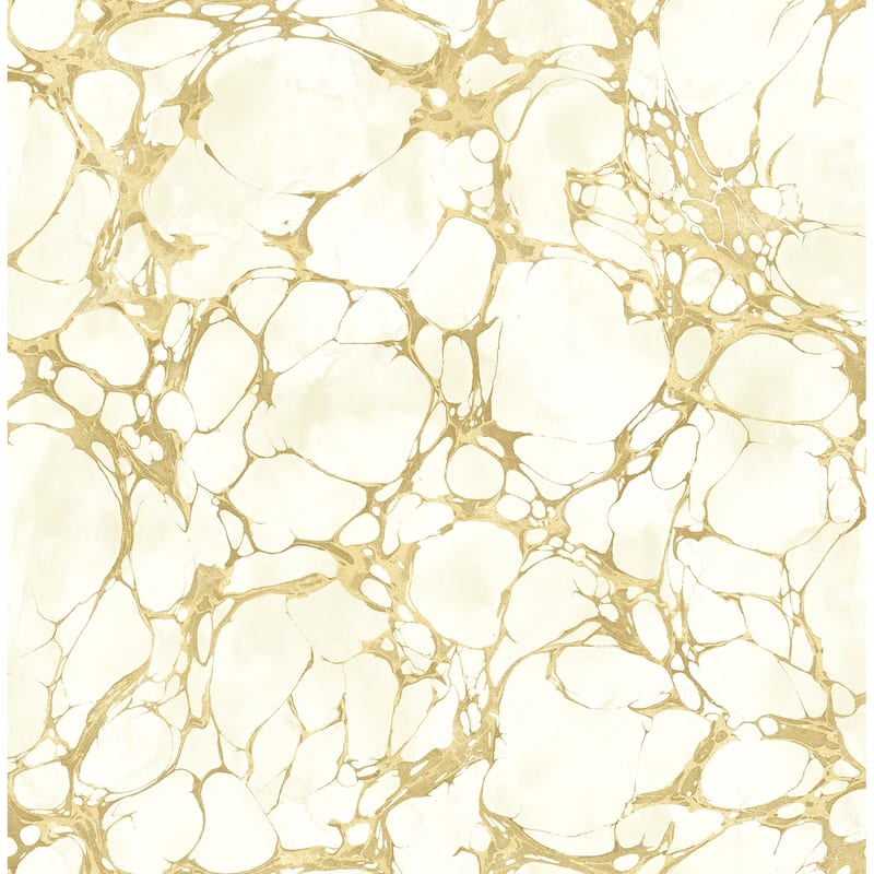 Seabrook Designs Patina Crackle Marble Unpasted Wallpaper - 20.5 in. W x 33 ft. L - Metallic Gold and Off-White