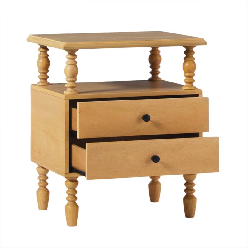 Walker Edison Easy Assembly Solid Wood 2-Drawer Nightstand