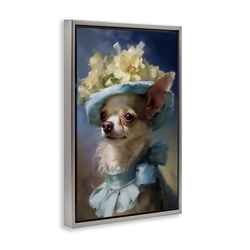 Stupell Dog with Fashionable Hat Framed Floater Canvas Wall Art Design By Wumples