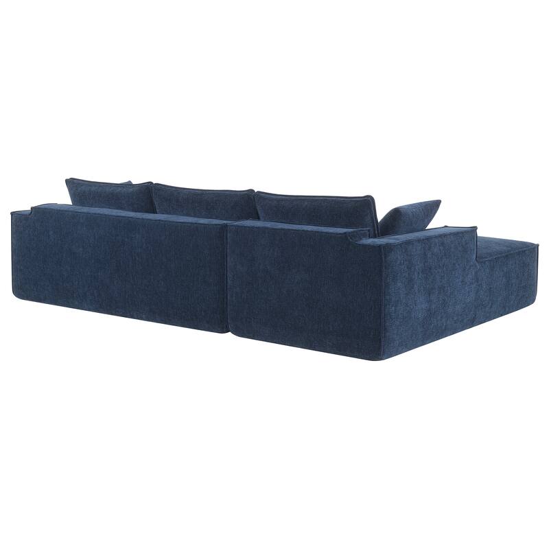 Minimalist Modular L-Shaped Sofa, Wrinkle-resistant Chenille, 2 PIC Free Combo, No Assembly, Dark Blue