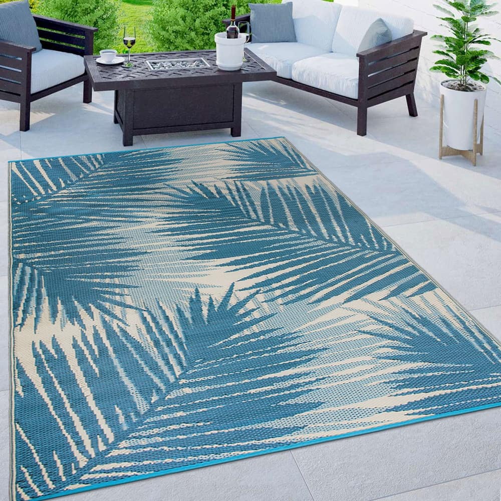 Tropical Floral Reversible Plastic Outdoor Rugs