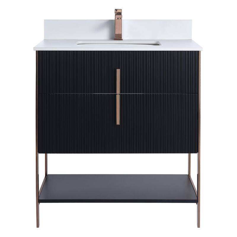 Fine Fixtures Serenity Modern Bathroom Vanity with White Stone Top