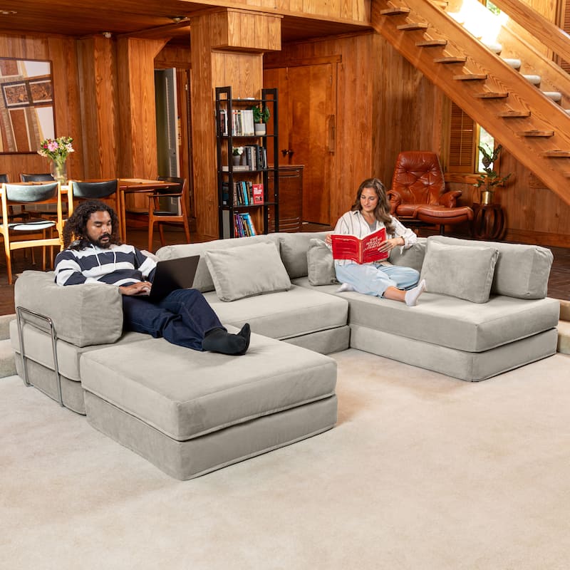 Jaxx Unsofa Modular Convertible Sectional Sofa with Fold Out King Sleeper Bed