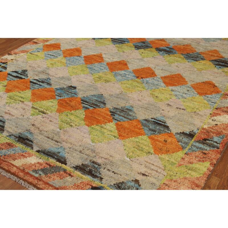 Trellis Moroccan Oriental Area Rug Handmade Multi-Color Wool Carpet - 6'9" x 10'0"