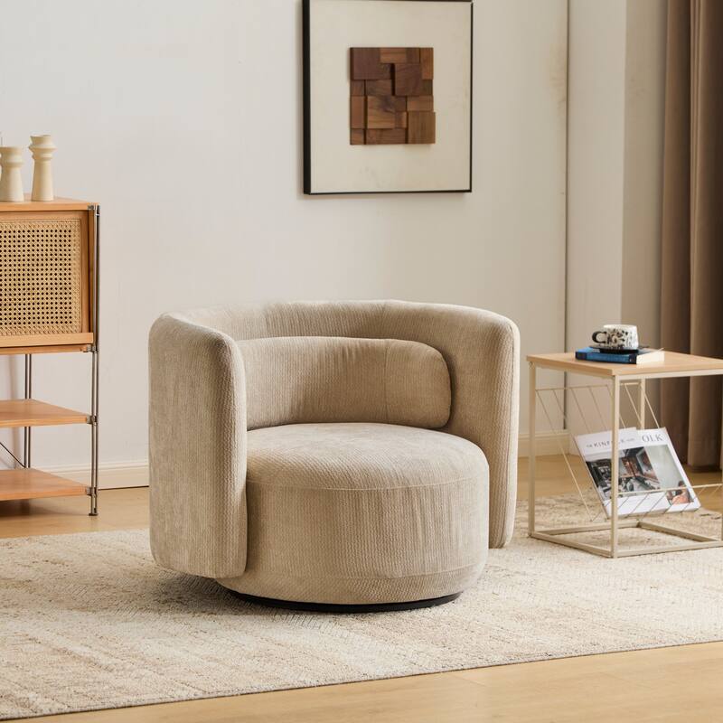 Christopher Knight Home - Swivel Green Fabric Accent Armchair with Lumbar Pillow