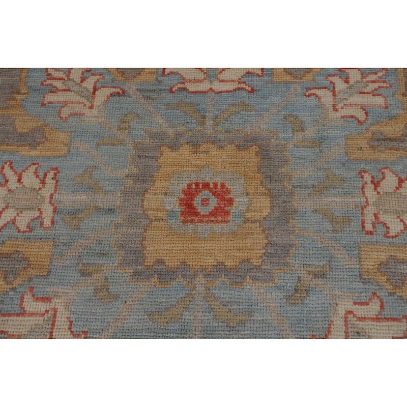 Oushak Turkish Area Rug Vegetable Dye Hand-Knotted Grey Wool Carpet - 8'1"x 9'9"