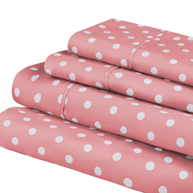 Superior Thread Count 600TC Cotton Blend Polka Dot Bed Sheet Set