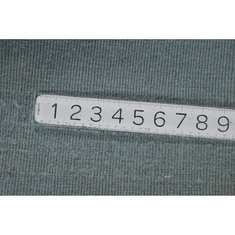 Blue Modern Gabbeh Oriental Foyer Rug Solid Handmade Wool Carpet - 3'4"x 4'9"