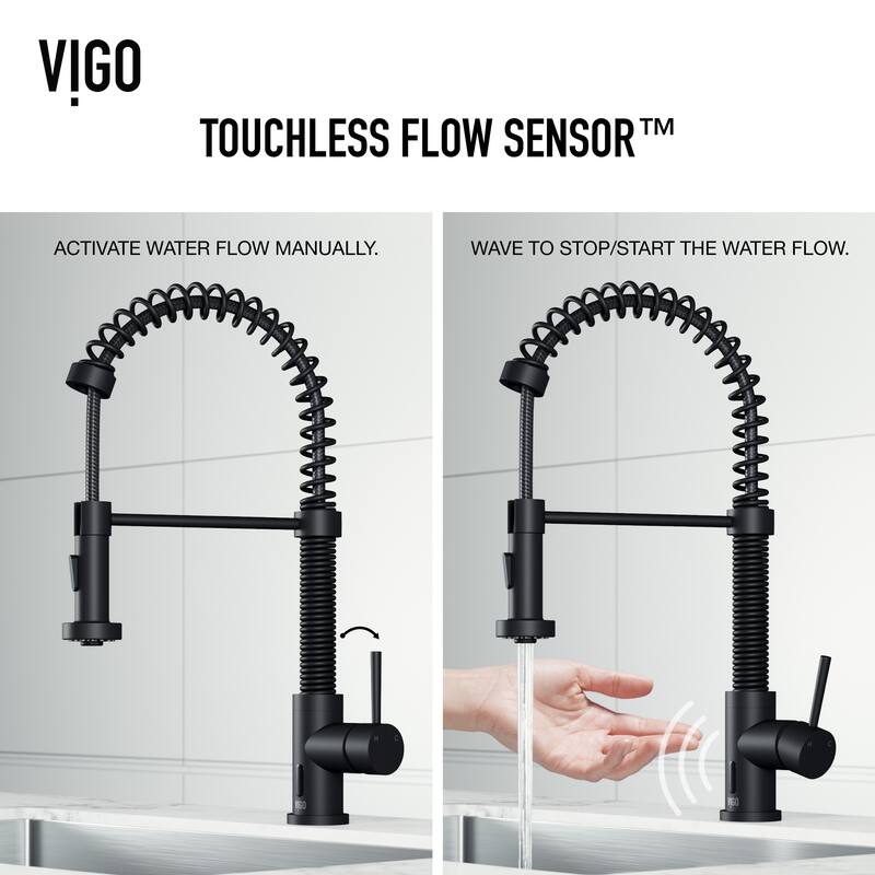 VIGO Edison 19" H Single Handle Pull-Down Sprayer Kitchen Faucet Set with Touchless Sensor