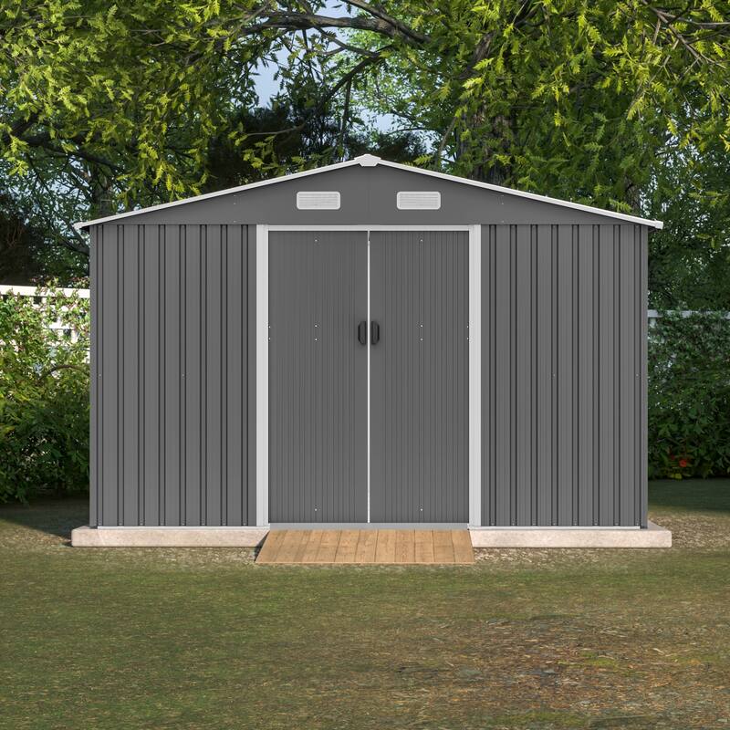 Rust-resistant Metal Garden Shed with Lockable Doors Outdoor Storage Shed Tool Shed, Integrated Vents, Water-proof
