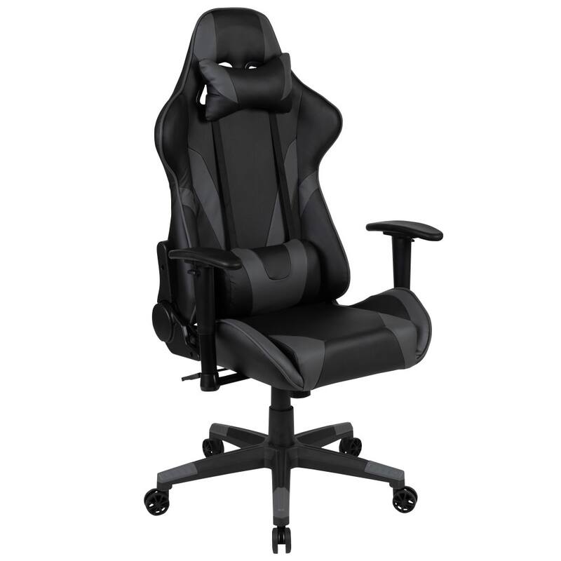Racing Gaming Ergonomic Chair with Fully Reclining Back in Red LeatherSoft