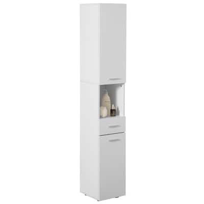 71.5 Inches Tall Thin Corner Shelf Floor Cabinet with 2 Doors, 1 Drawer, Freestanding Linen Tower Cabinet