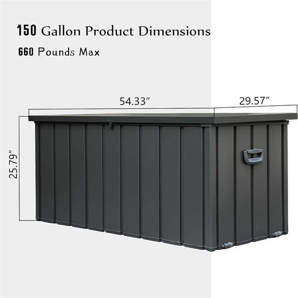 dimension image slide 3 of 5, Outdoor Storage Deck Box Waterproof, Large Patio Storage Bin (Dark Gray)