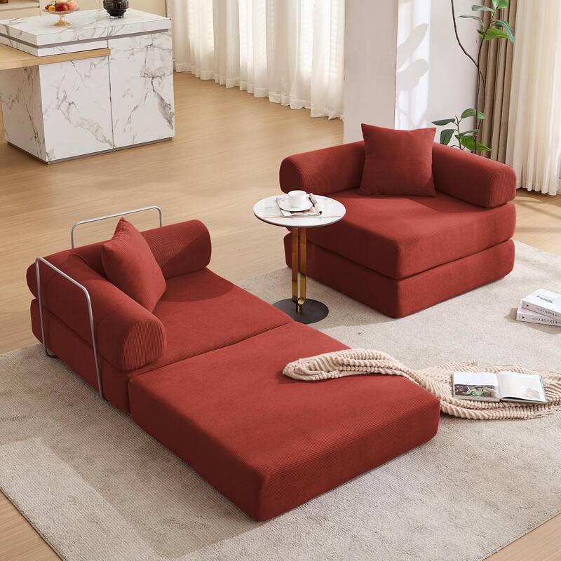 Modular Couch Sofa Bed, Convertible Design with Removable Armrests,Folding Mattress Couch for Small Spaces ,No Assembly