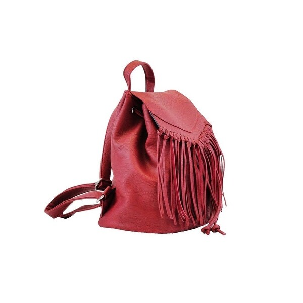 Red faux leather backpack clearance