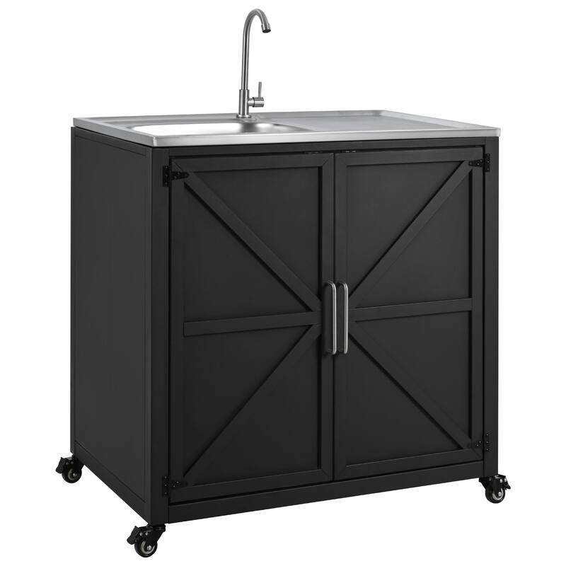 Outdoor Movable Kitchen Sink Patio Modular Kitchen Sink Station with Cabinet