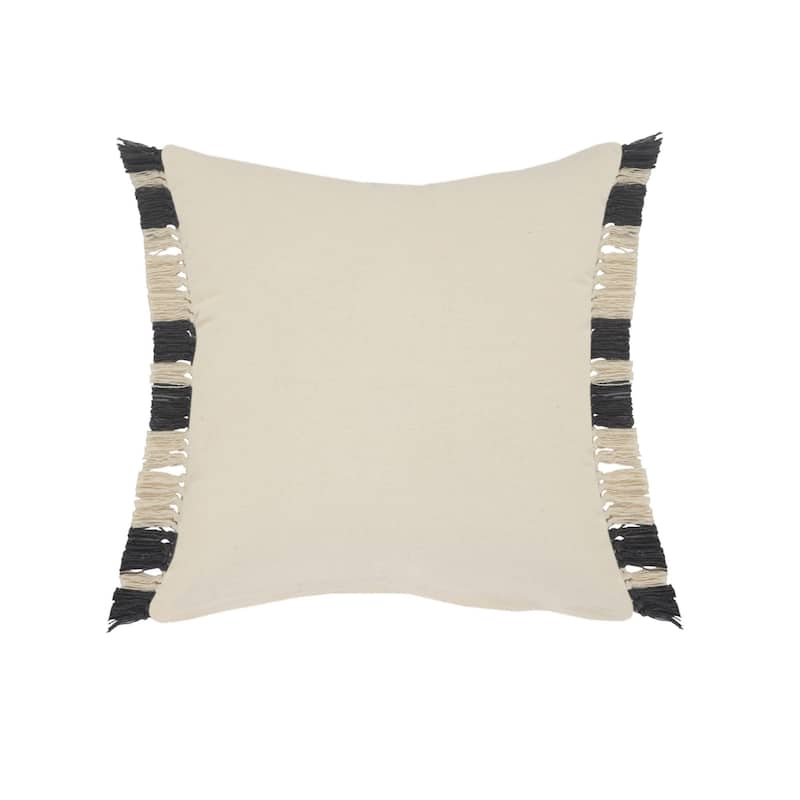 HomeRoots 20" X 20" Gray And White 100% Cotton Striped Zippered Pillow