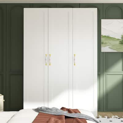 Wardrobe Armoire Shelves Hanging Rod Doors Closet Storage Cabinet